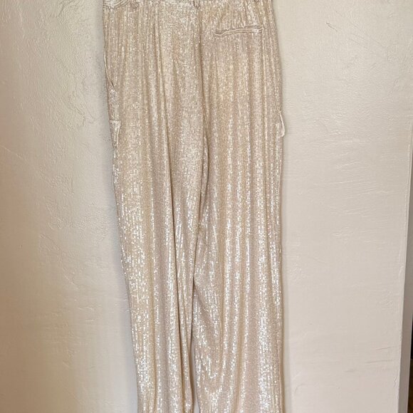 The Noli Shop Sequin Cargo Pant - Pearl - Picture 2 of 6